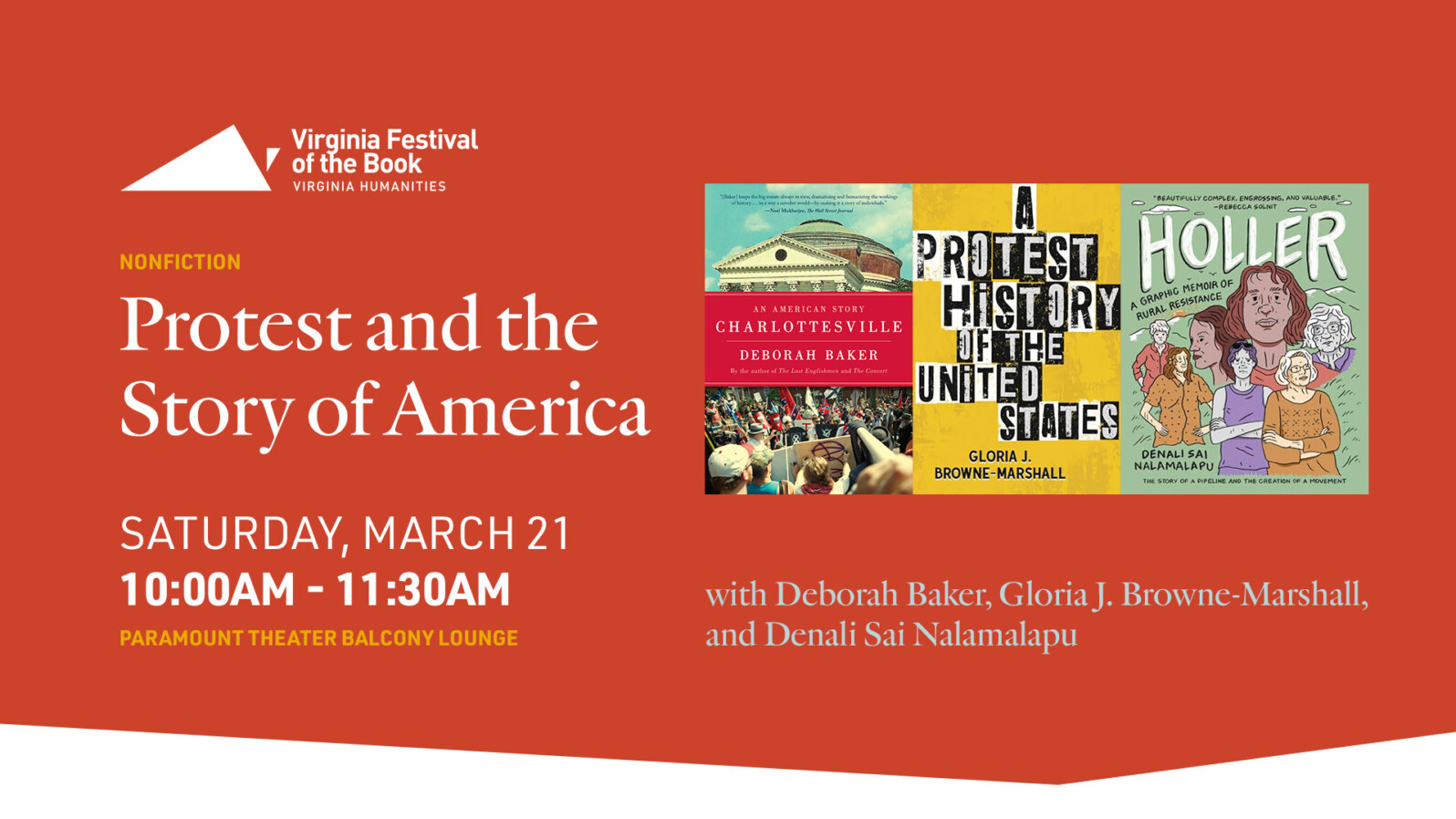 Three book covers and text reading, 