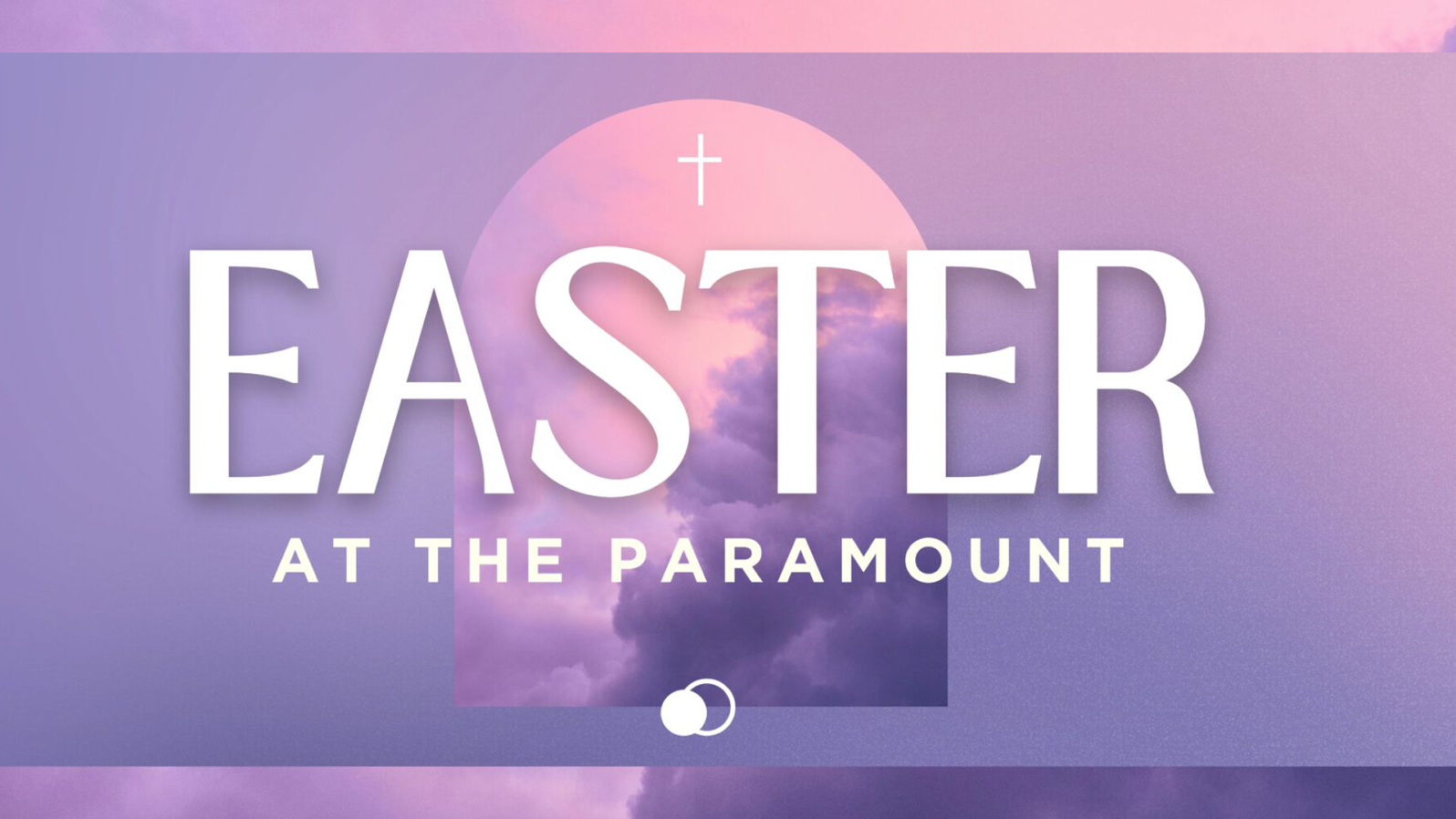 A purple & pink cloud and a cross. Text reads, 