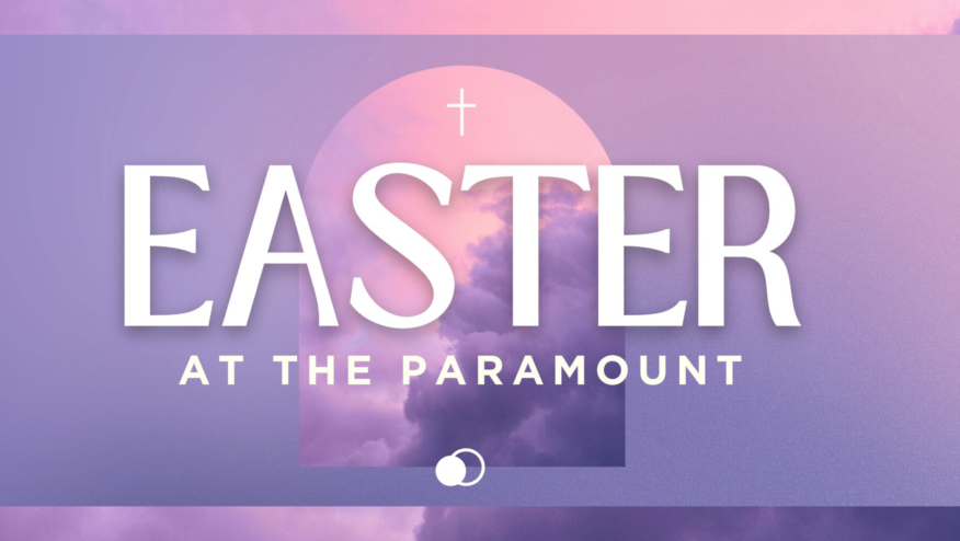 A purple & pink cloud and a cross. Text reads,