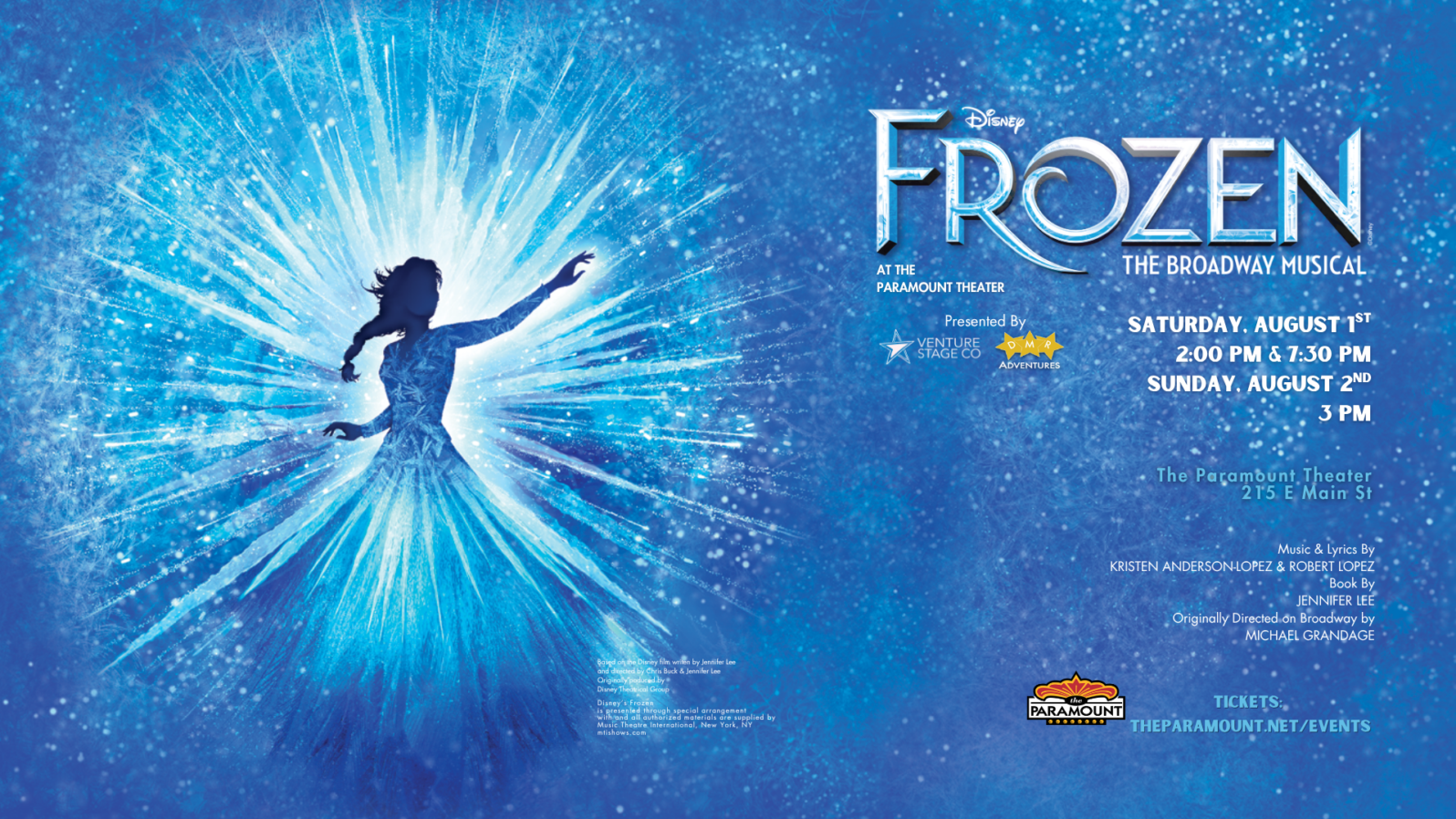 A silhouette of a woman, raising her hand, with the whole thing in an ice effect. Text reads, 