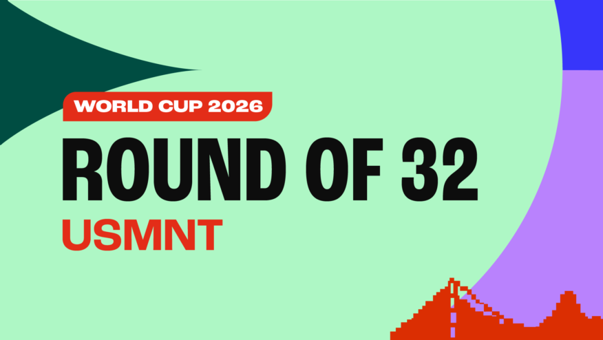 A mix of shapes with a pixelated graphic of the Golden Gate bridge at the bottom. Text reads, 