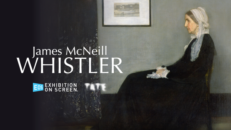 A painting of an older woman sitting in a chair and facing left. Text reads,